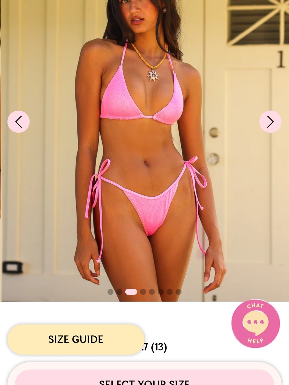 Pink Ribbed Triangle Bikini - Picture 3 of 6